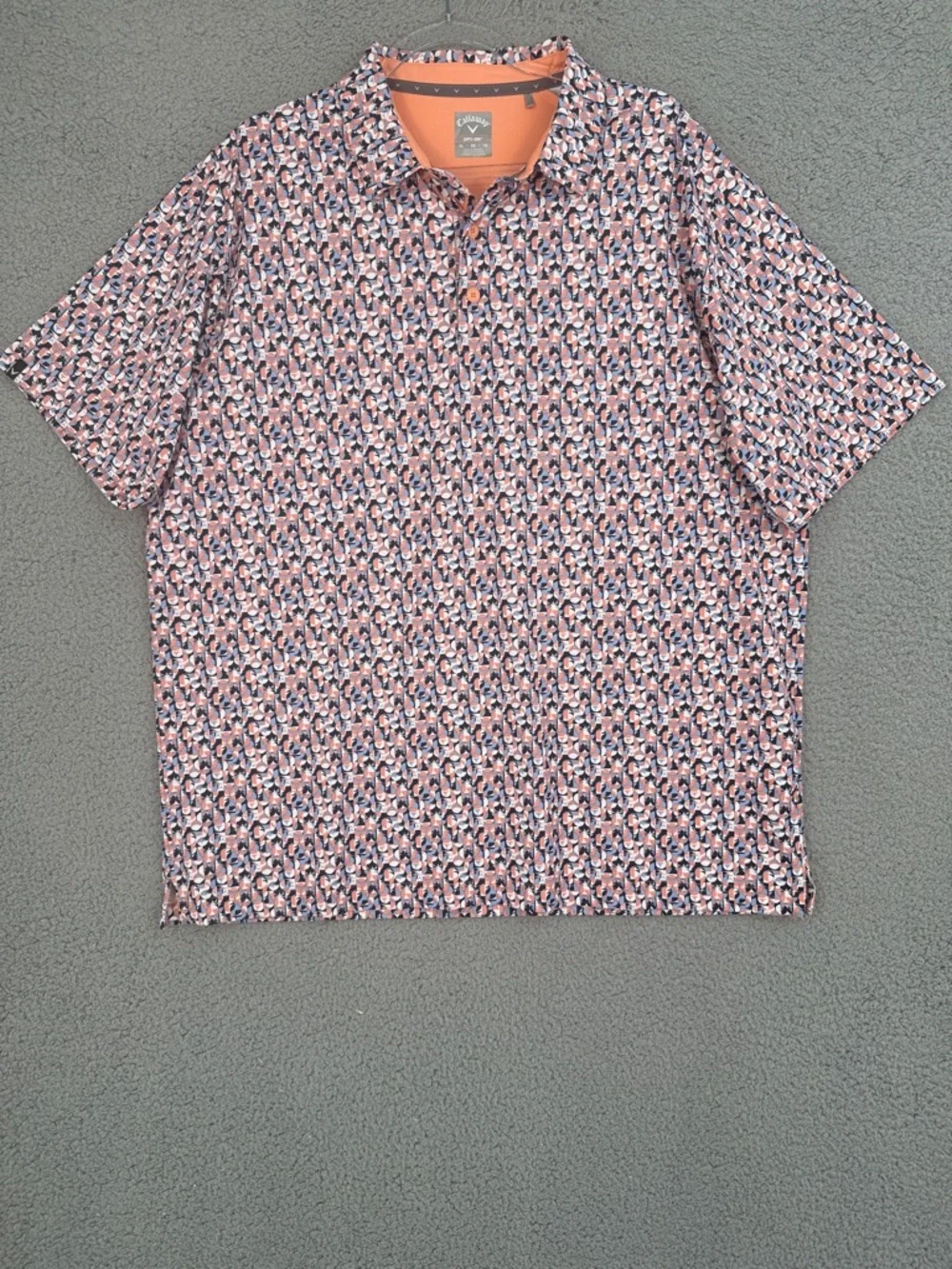 Callaway Opti-Dri Golf shirt Men's XL short sleeve Pink & Navy Geo-Print Polo
